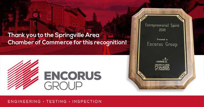 Springville Awards Encorus Group the Entreprenurial Spirit Award